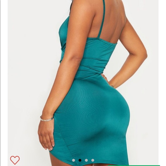 Emerald green hourglass mini dress - Picture 3 of 4